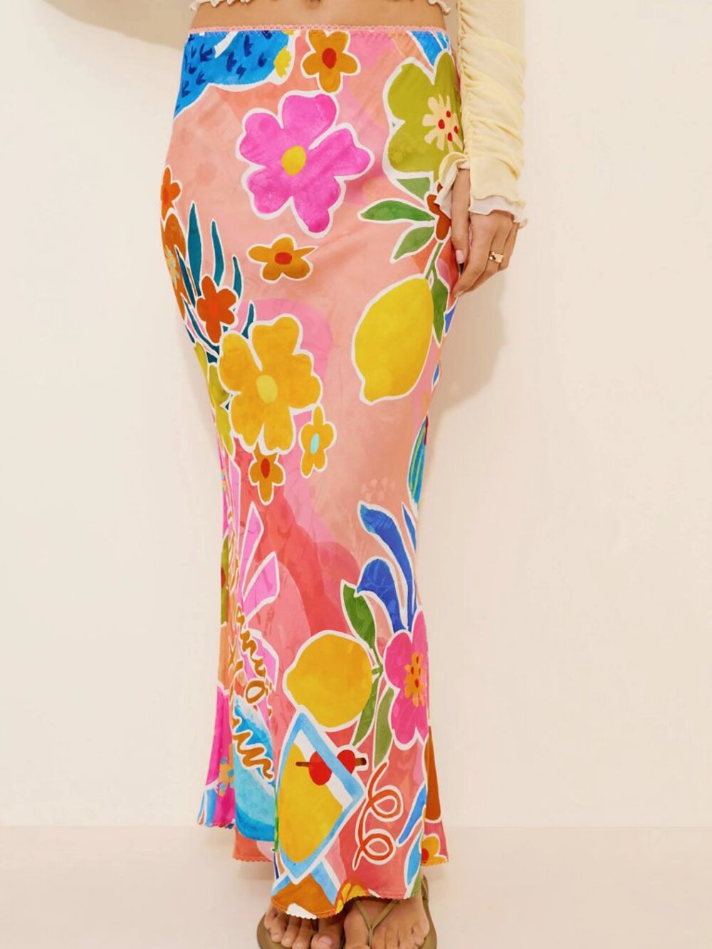 Spell Margi Hour Floral Bias Pull On Maxi Skirt L